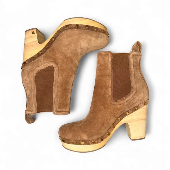 Veronica Beard Decker Suede Clog Chelsea Ankle Boots Booties 8.5 Chestnut NWOT - Picture 1 of 9